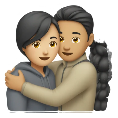 asian man and asian woman hugging sticker