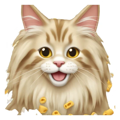 cream coloured maine coon eating macaroni  sticker