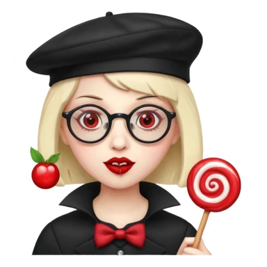 Vampire with lollipop, beret and glasses sticker