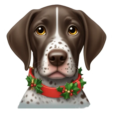 German shorthaired pointer puppy wearing Christmas collar  sticker
