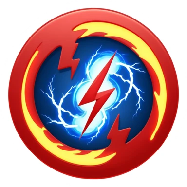 Red and blue lightening in a circle shape with effects sticker