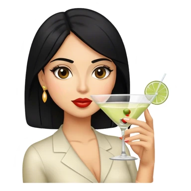 black haired female Hispanic looking drinking martini sticker