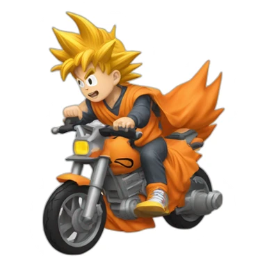 San Goku qui fait de la moto sticker