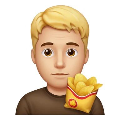 a potato chip on a mans shoulder sticker