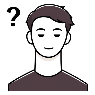 silhouette of a head with shoulders of a man painted in dark color and the edges are semi-blurred, and on the place where his face should be there is a white question mark sticker