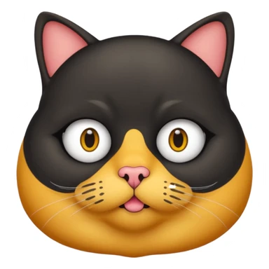 Un gato negro gordito con los ojos de color amarillos sentado sticker