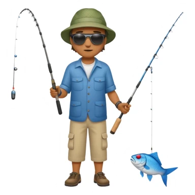 Man in motion casting a fishing rod full body sticker