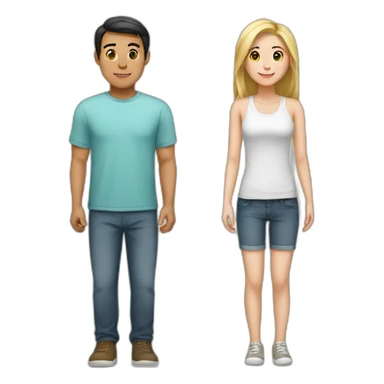 asian male and white female toegether sticker