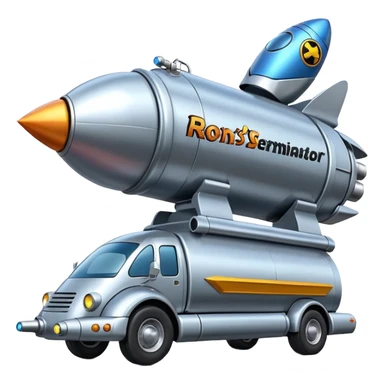 Heroic superhero SuperBug Ron’s exterminator superminator futuristic rocket-powered tall robot moving van (motto: Bombing creepy bugs is fun) sticker