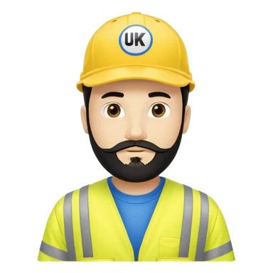 Man in yellow hi vis overalls, with black hair and full beard, with blue baseball cap saying ukpn sticker