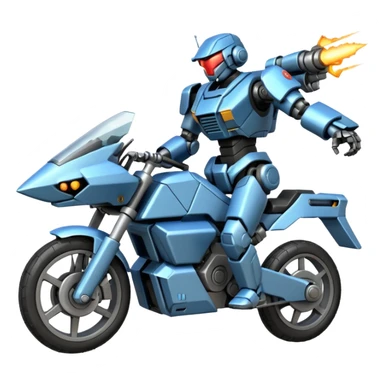 an army mech shooting forward enemy mech motorcycle  sticker