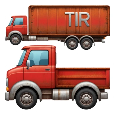 A red truck with a "TIR" plate sticker