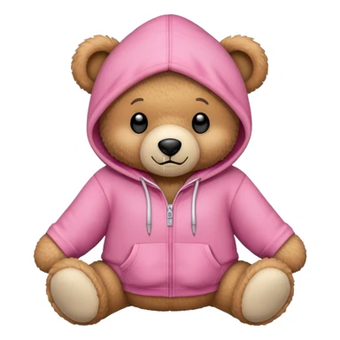 Teddy bear wearing a pink hoodie sticker