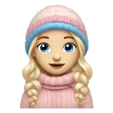 cozy beautiful finnish blond brown pink with blue eyes winter girl sticker
