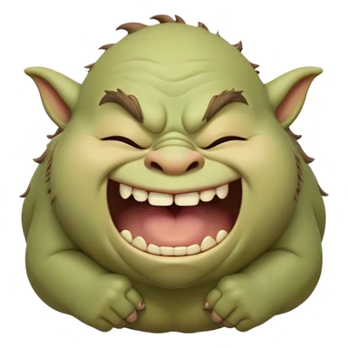 Cinematic Cute Yawning Ogre Portrait Emoji, with a surprisingly cuddly, rotund figure in soft earthy greens and browns, head tilted back in a big, gentle yawn exposing a set of comically oversized teeth, simplified yet irresistibly adorable, highly detailed with a soft glowing outline that captures the sleepy charm of a friendly ogre after a long day of gentle mischief! sticker