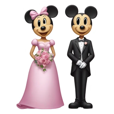Mickey and Minnie Mouse getting married wearing pink outfits sticker