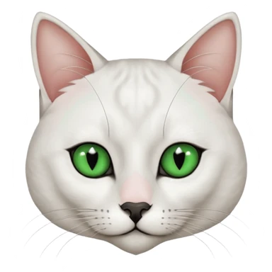 Haz una gata de ojos verdes la cara blanca con mancha negra en las orejas que agarra parte de la frente del lado der pero del iz va desde el ojo hasta la oreja la mancha, tiene la nariz negra en forma de corazón y todo lo que sobra de la cara, barbilla la nariz arriba y el lado de bigotes es blanca sticker