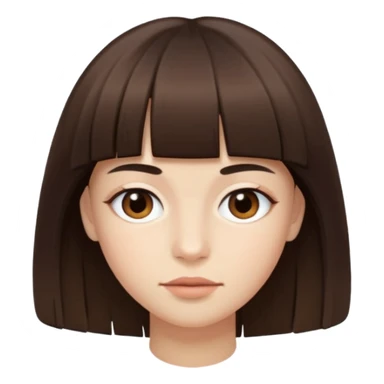 Tenho uma franja vegana, sombrancelha reta fina, um rosto oval e meu cabelo é grande e castanho escuro. Faça nesse estilo 🧟‍♀️  sticker