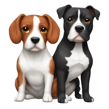 Red haired couple holding black and white English staffordshire sticker