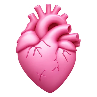 Pink anatomical heart pastel pink with pink bow on top of heart  sticker