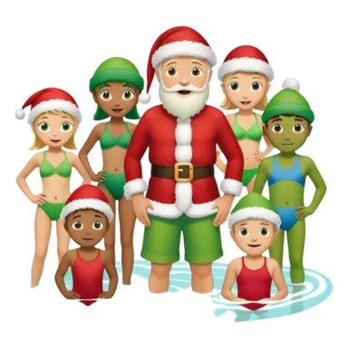 family christmas outing to waterpark with 6 grandchildren, santa and buddy the elf sticker