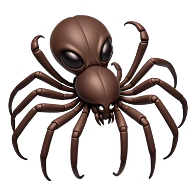 Clash of Clans aesthetic: Cinematic fierce arachnid Alien Emoji, rendered in a 3D vector-style similar to standard emojis with minimal shading and bold, simplified shapes. A compact, isometric, otherworldly creature with insectoid, organic details and subtle, eerie tentacles, softly glowing with a sinister alien charm. Simplified yet unmistakably iconic, highly detailed and consistent, glowing with a soft, spectral radiance and high shine. Stylized with a touch of bio-engineered mischief and a soft glowing outline, capturing the essence of a fearsome extraterrestrial menace with a playful twist! sticker