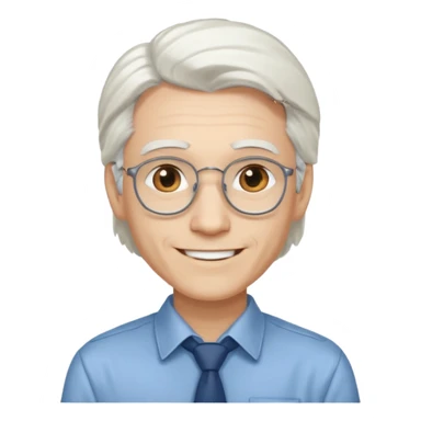 Profesora joven, sonrriente cabello blanco y de pelo largo sin letes con camisa sticker