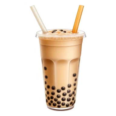 Bubble tea with tapioca pearls and milk tea, with straw sticker