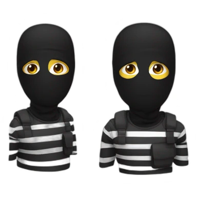 Thief in a black ski mask that covers top half of the head in a black and white striped shirt sticker