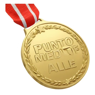 Gold medal with words "Punto Ale" engraved on it sticker