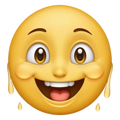 Emoji, laughing face with lots of tears of joy exactly from eyes, wide smile, big eyes sticker