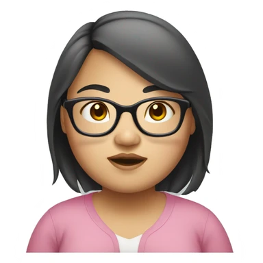 chubby asian girl with glasses sticker