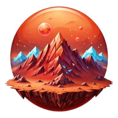 crystal mars planet, surface covered in glowing crystals mountains and dust sticker
