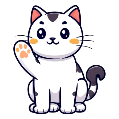 playful cat with paw up sticker