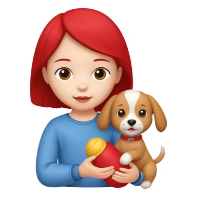 child with dog toy sticker