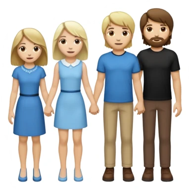 Five people holdings hands, made up of one white woman with long brown hair, one white woman with short brown hair, one white woman with shoulder length blonde hair, one white woman with shaggy blonde hair, and one white man with short brown hair to make up five people altogether sticker