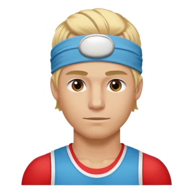 blonde male athelete with headband sticker