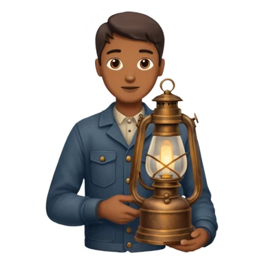 holding vintage gas lamp sticker