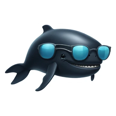 Black whale wearingsunglasses sticker