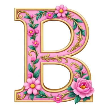 Pink, romantic, flowery, the letter “D” sticker