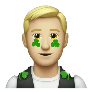 white man with four leaf clover sticker