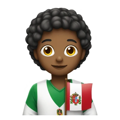 student holding a portuguese flag sticker