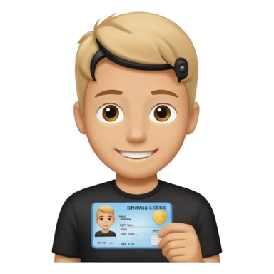 driving license of ipretty bratz emoji of a boy with a black tee sticker
