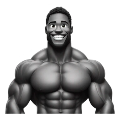Giga Chad smiling black and white musculation meme a little from profile sticker