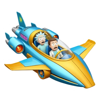 Hot wheels Rick and Morty flying in a spaceship to citadel sticker