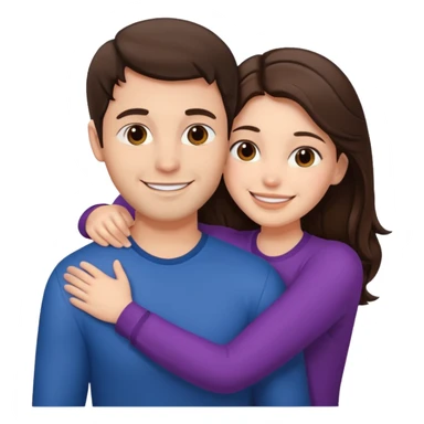 Hug brunette man and brunette woman sticker