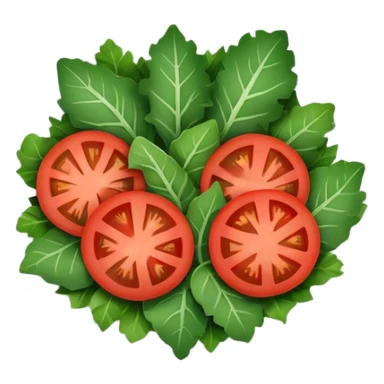 Minimalistic flat vector icon, iOS style, thin black contour on white background. Plate filled with leafy greens and tomato slices. Clean, no text, no shadows sticker
