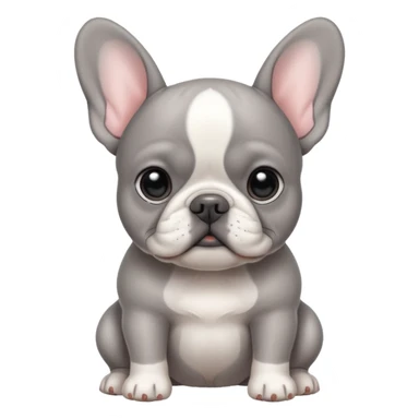 Gray French bulldog puppy with white belly sticker