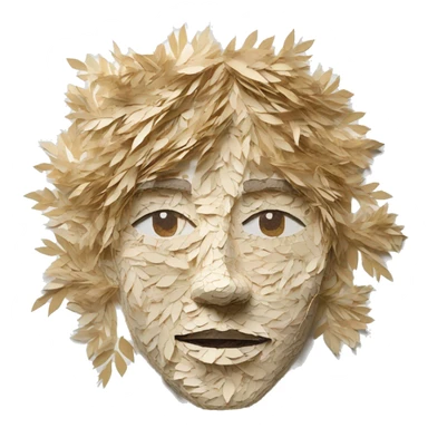 Person face portrait made entirely of paper cuttings and 420 leaves sticker
