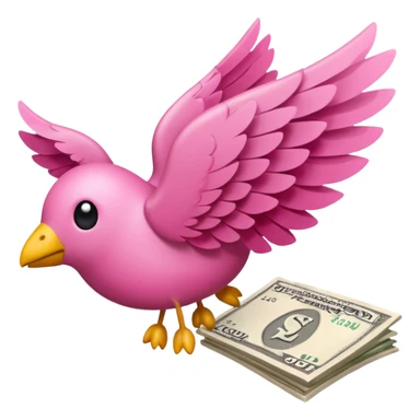 pink money flying  sticker